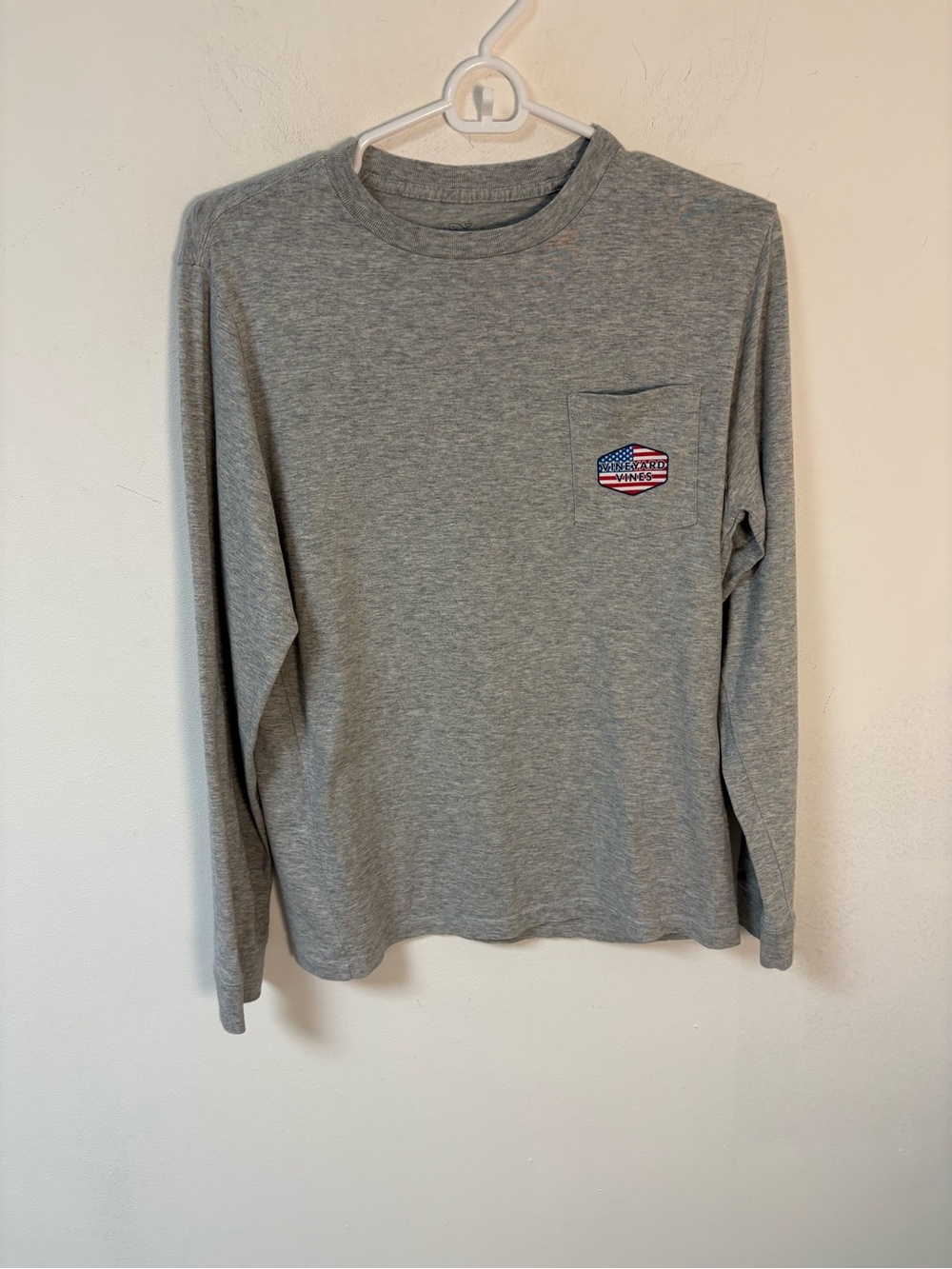Vineyard Vines Youth American Flag Long Sleeve T Short Grey Large (16)
